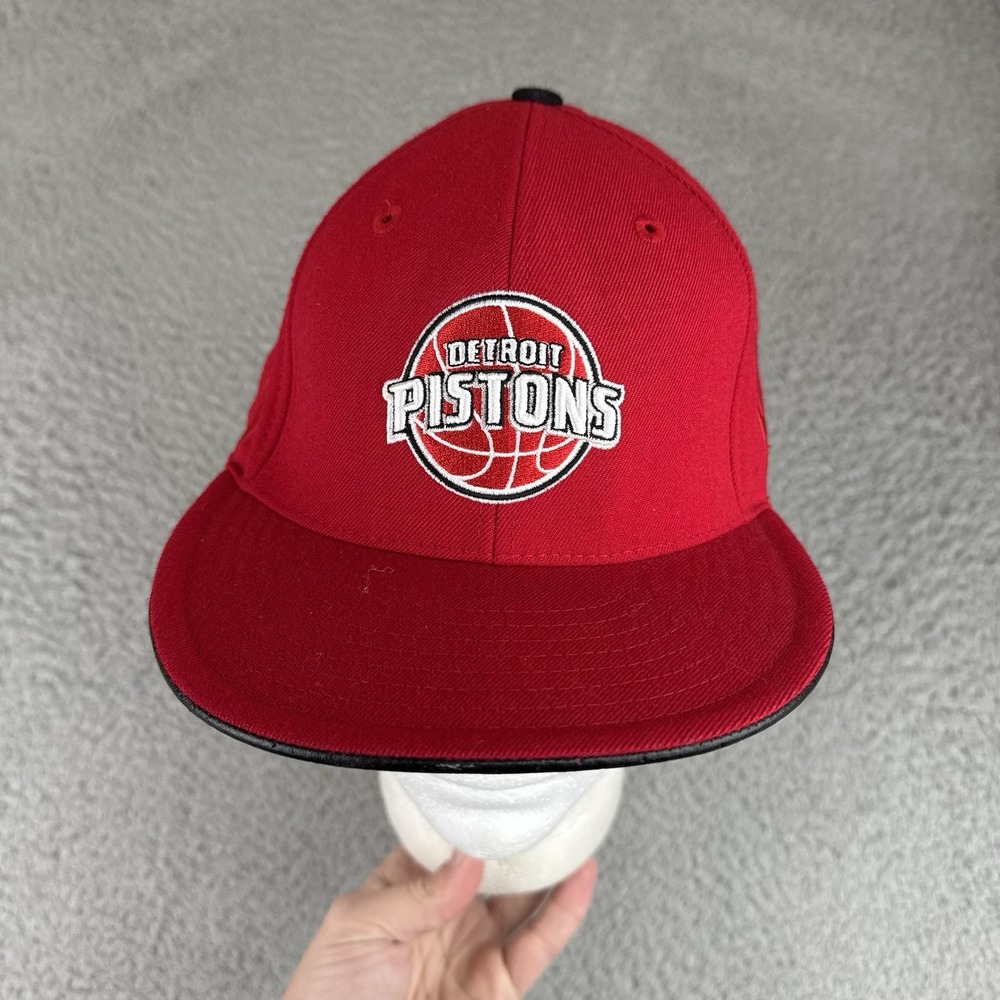 Vintage Detroit Pistons Adidas Motor City Hat Flames Red Y2k Fitted 7 3/8